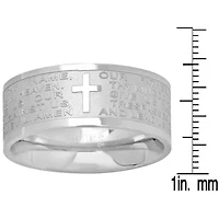 Men's stainless steel band ring with english prayer accent