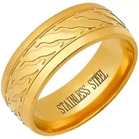 Men's 18k gold plated stainless steel accented band ring