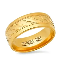 Men's 18k gold plated stainless steel accented band ring