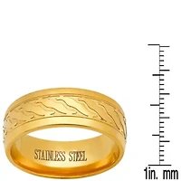 Men's 18k gold plated stainless steel accented band ring