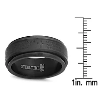 Men's stainless steel black ip spinner ring with lord's prayer english