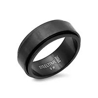 Men's black ip stainless steel spinner ring