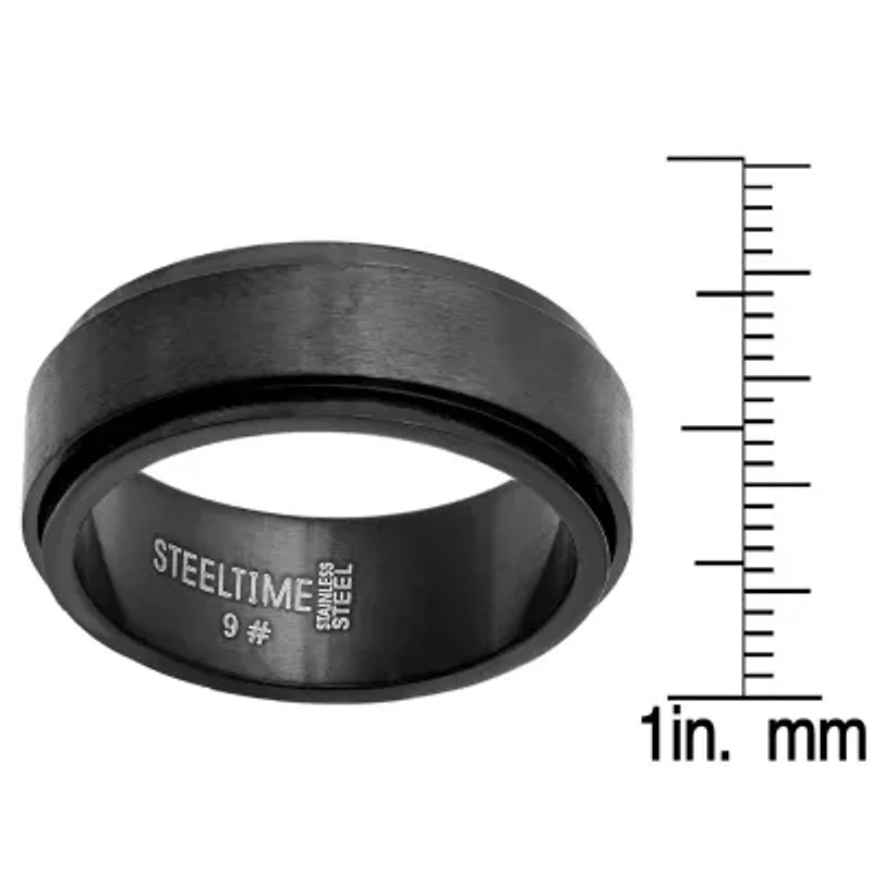 Men's black ip stainless steel spinner ring