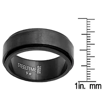Men's black ip stainless steel spinner ring