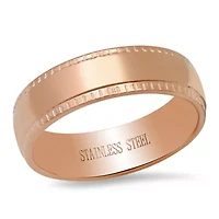 Men's 18k rose gold plated stainless steel band ring