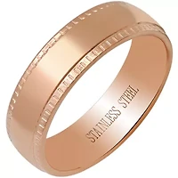 Men's 18k rose gold plated stainless steel band ring