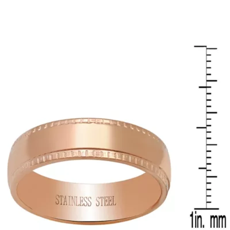 Men's 18k rose gold plated stainless steel band ring