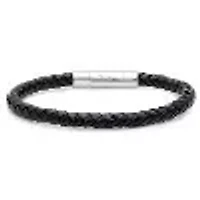 Men's green leather braided bracelet with stainless steel diamond cut clasp