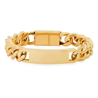 Men's stainless steel cuban link chain id bracelet