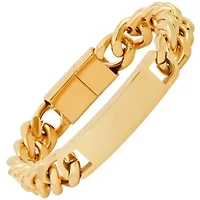 Men's stainless steel cuban link chain id bracelet