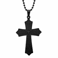 Men's Reversible 18k gold plated stainless steel 'our father' cross pendant