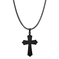 Men's Reversible 18k gold plated stainless steel 'our father' cross pendant