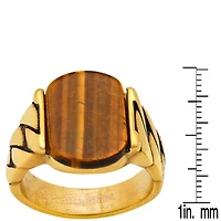 Men's stainless steel and simulated onyx chain link ring