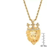 Men's stainless steel simulated diamond king lion pendant
