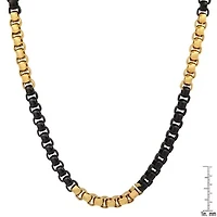 Men's two tone black ip and 18k gold plated stainless steel box chain necklace