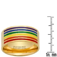 Stainless steel rainbow enamel band ring