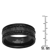 Men's black ip stainless steel and simulated diamonds band ring