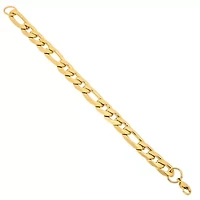 Men's 18k gold plated stainless steel accented thick figaro chain link bracelet