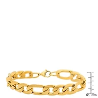 Men's 18k gold plated stainless steel accented thick figaro chain link bracelet