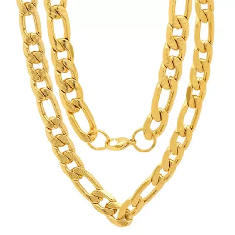 Men's stainless steel accented 10mm figaro chain link necklace