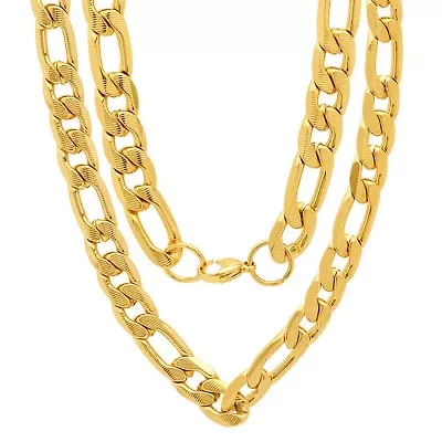 Men's stainless steel accented 10mm figaro chain link necklace