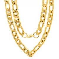Men's stainless steel accented 10mm figaro chain link necklace