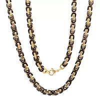 Men's two tone blue and black ip stainless steel byzanite necklace