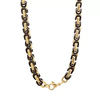 Men's two tone blue and black ip stainless steel byzanite necklace