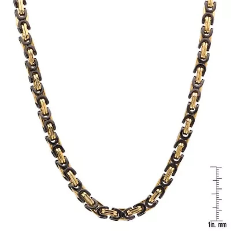 Men's two tone blue and black ip stainless steel byzanite necklace