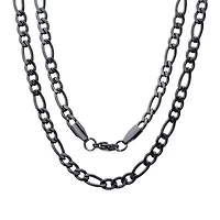 Men's black ip figaro stainless steel chain necklace