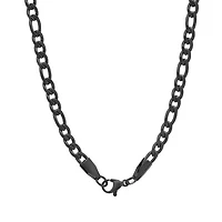 Men's black ip figaro stainless steel chain necklace