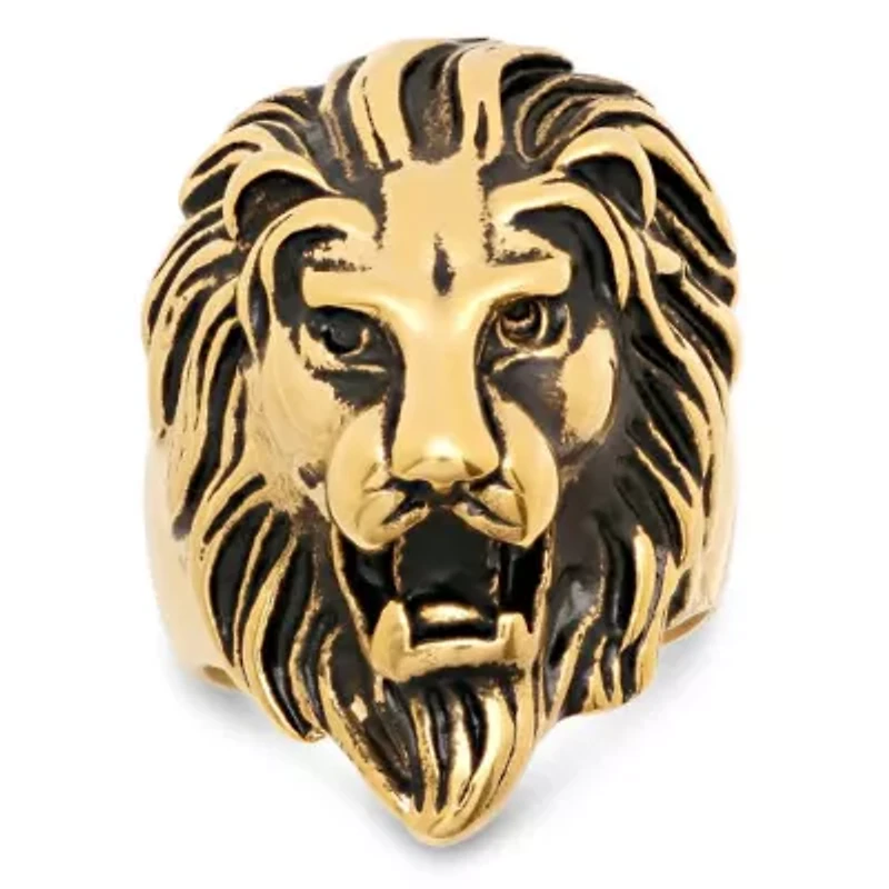 Men's stainless steel lion head ring