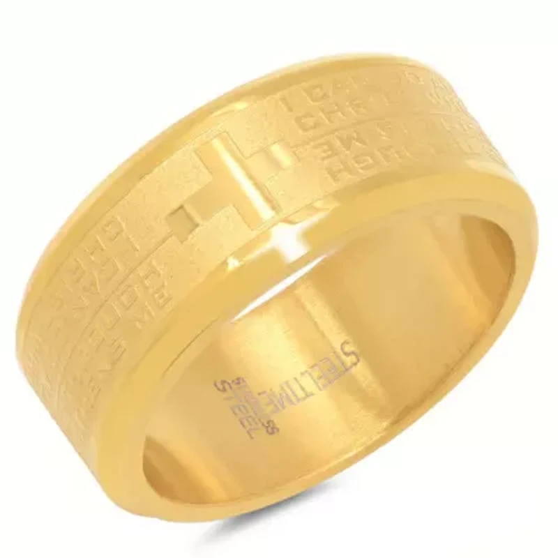 Stainless steel "I can do all things through Christ who strengthens me" quote band ring