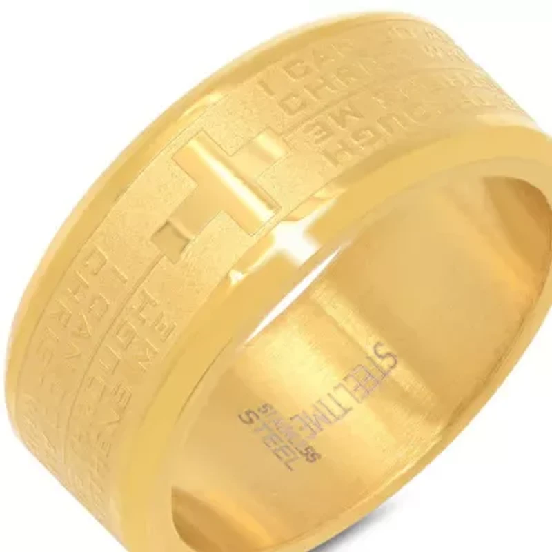 Stainless steel "I can do all things through Christ who strengthens me" quote band ring