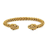 Men's 18k gold plated stainless steel braided wire tiger head bracelet
