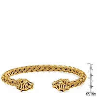 Men's 18k gold plated stainless steel braided wire tiger head bracelet