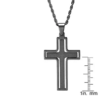 Men's two tone stainless steel and 18k gold plated our father prayer cross pendant