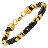Men's two tone blue and black ip stainless steel box chain bracelet