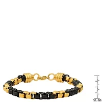 Men's two tone blue and black ip stainless steel box chain bracelet