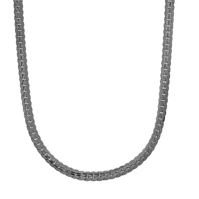 Men's 18k gold plated stainless steel curb cuban link flat necklace