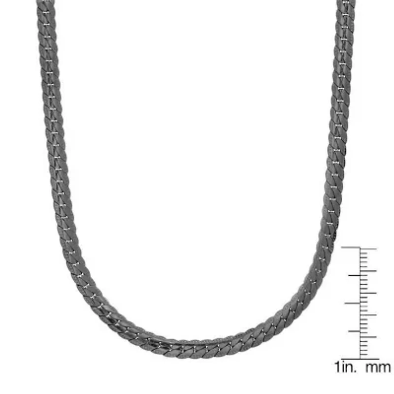 Men's 18k gold plated stainless steel curb cuban link flat necklace