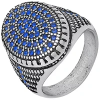Men's stainless steel and black simulated diamonds ring