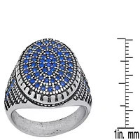 Men's stainless steel and black simulated diamonds ring