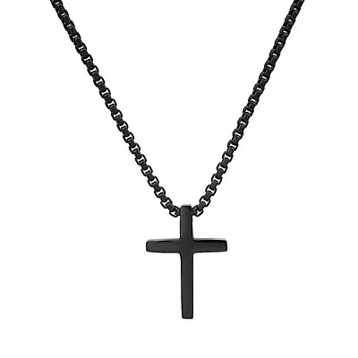 Men's stainless steel polished cross pendant