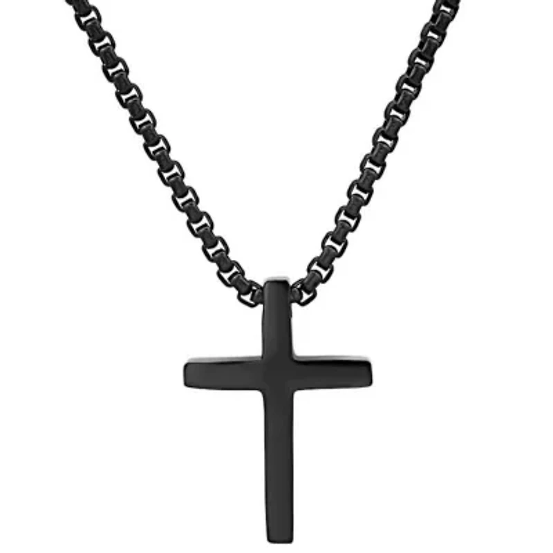 Men's stainless steel polished cross pendant