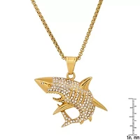 Men's stainless steel and simulated diamonds shark pendant