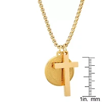18k gold plated stainless steel cross and St. Benedict religious pendant