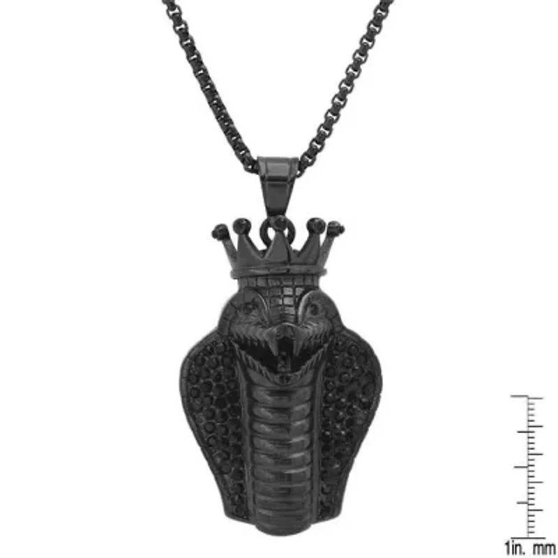 Men's 18k gold plated stainless steel and simulated diamonds cobra king snake pendant