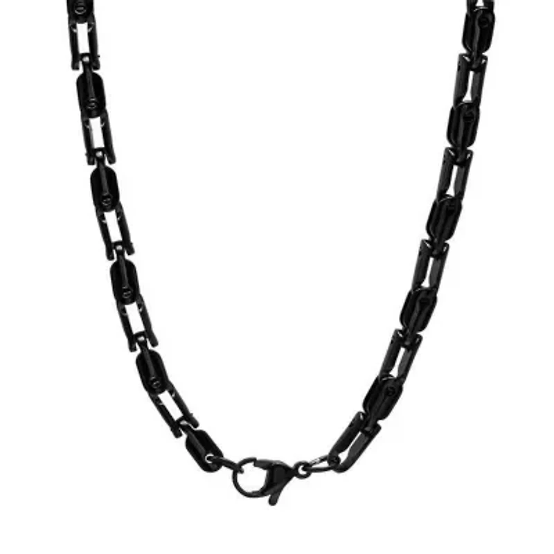 Men's 18k gold plated stainless steel rounded bicycle chain necklace