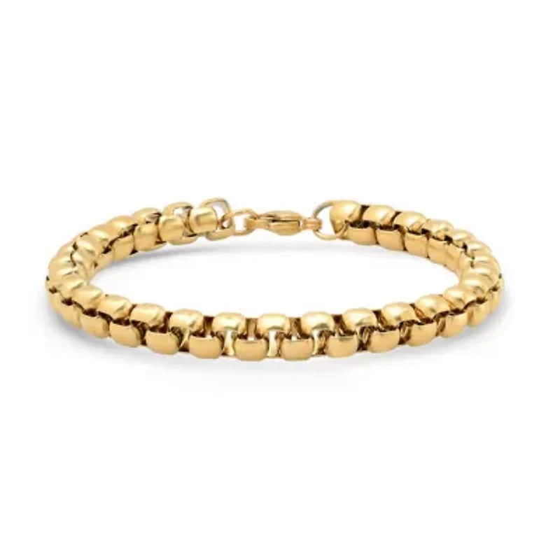 Men's stainless steel box chain id bracelet